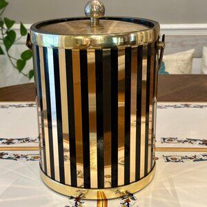 vintage brass and black ice bucket